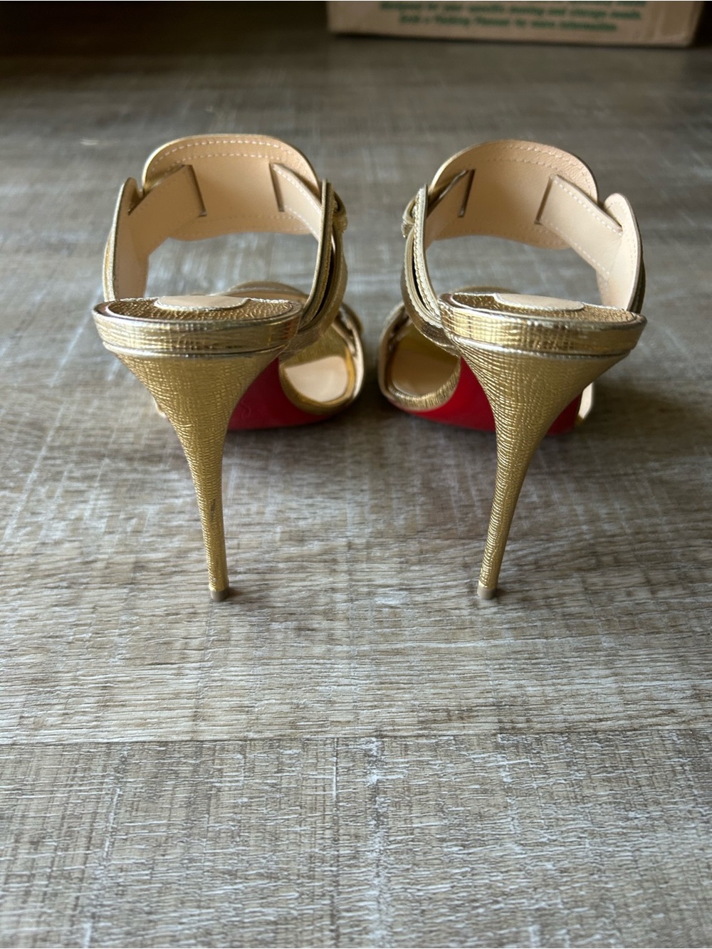 Rare Christian Louboutin Balistra 100 Lamé Specchio Gold Slides 37.5 Unworn - Picture 14 of 16